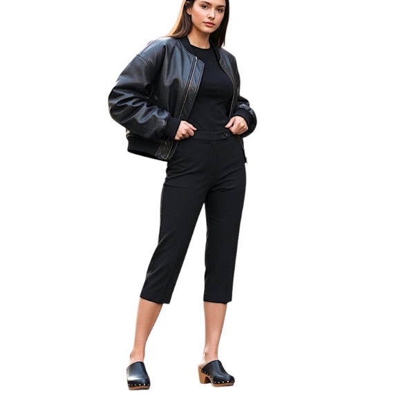 Investments trendy black slim fit high rise pedal pushers capri pants 6 - Picture 2 of 12